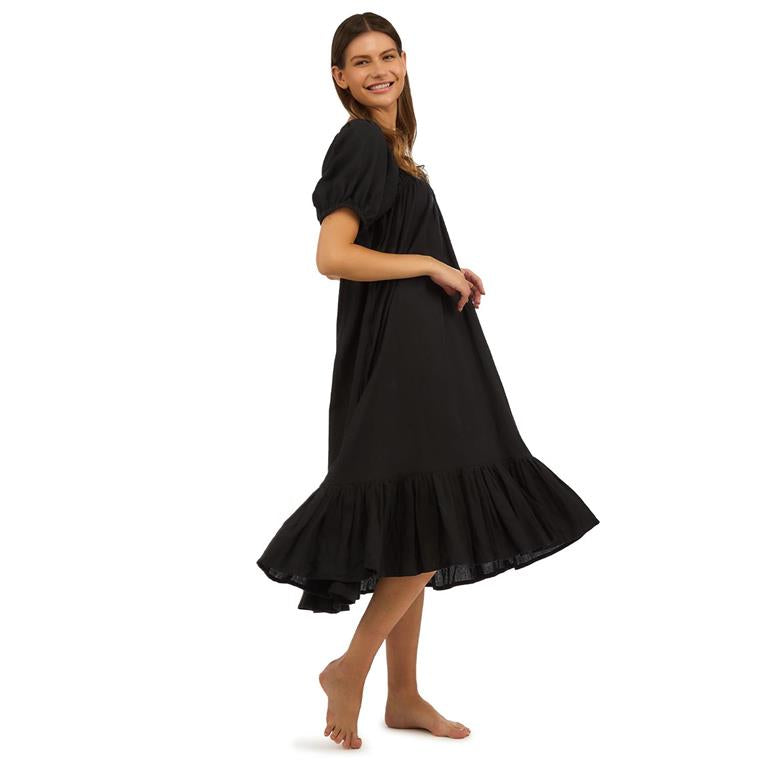 Puff Sleeve Black Dress