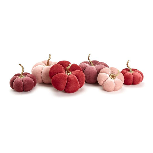 Autumn Blush Set of 6 Plush Pumpkins Includes 2 Sizes/3Colors