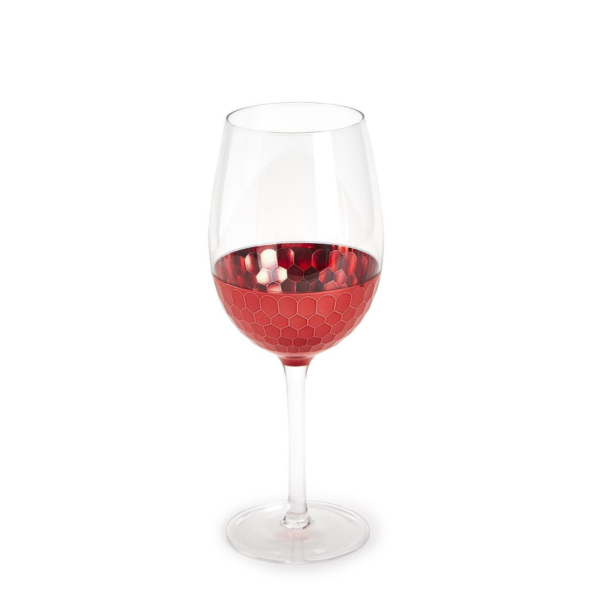 Red Hot Set of 4 Pc Faceted Wine Glasses