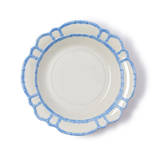 French Blue Bamboo Touch Bowl with Bamboo Rim