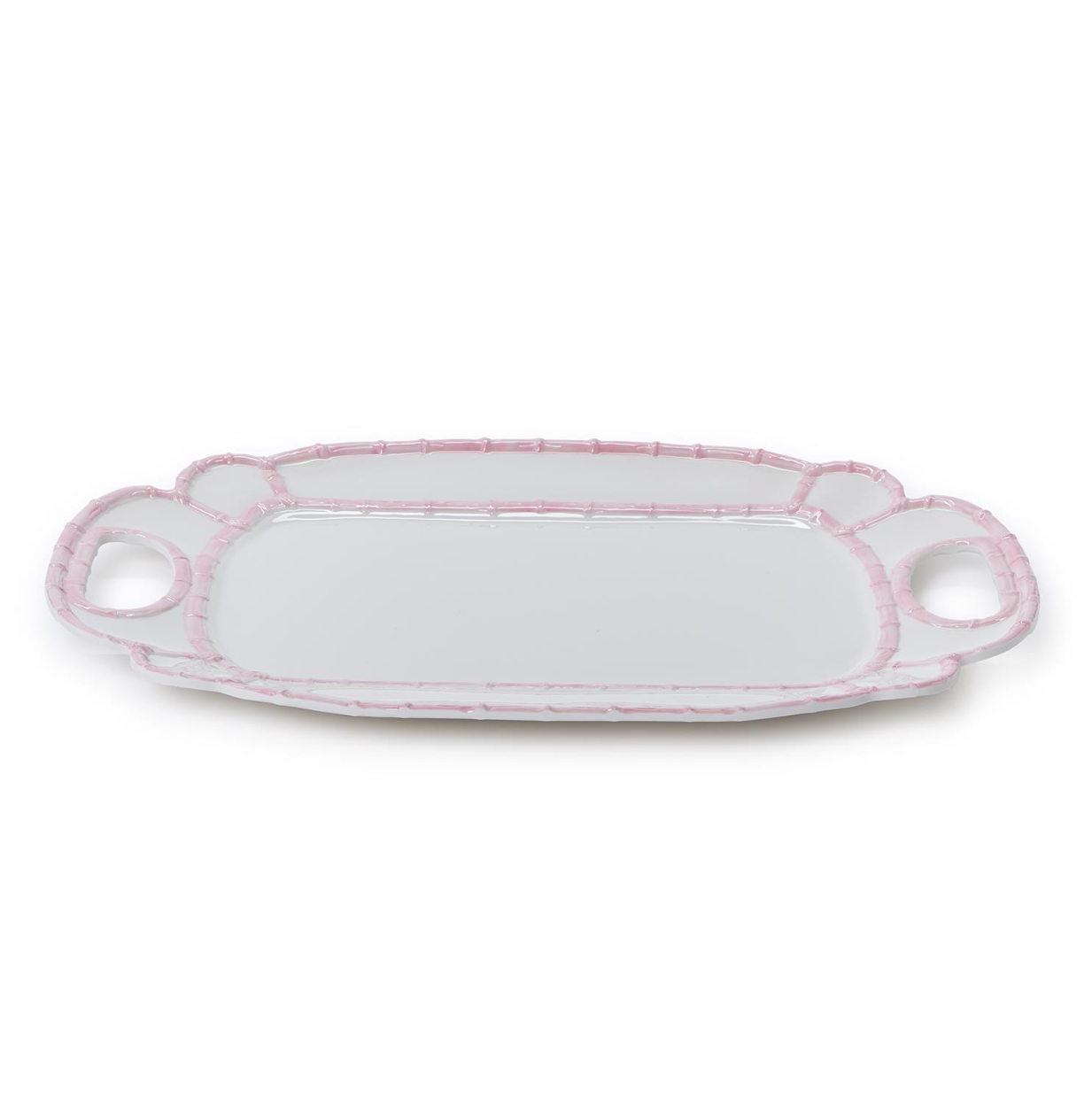 Pink Bamboo Touch 14 1/2" x 20" Platter with Bamboo Rim Design