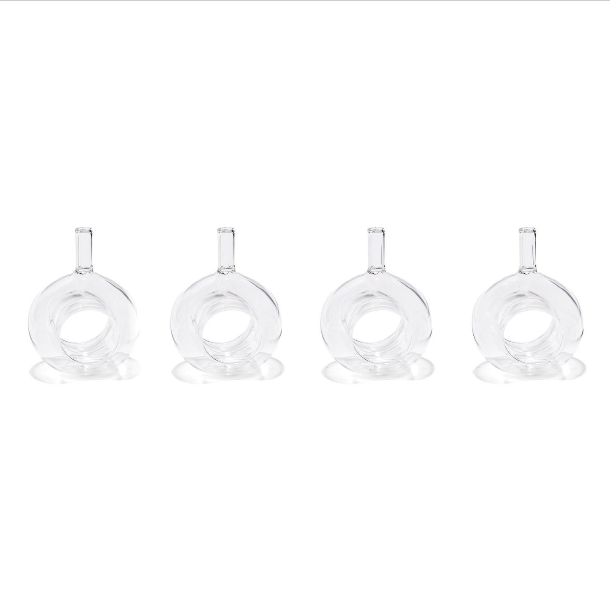 Sitting Pretty Set of 4 Bud Vase / Napkin Ring in Gift Box - Hand-Blown Glass
