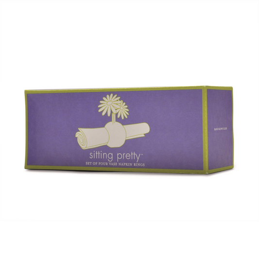 Sitting Pretty Set of 4 Bud Vase / Napkin Ring in Gift Box - Hand-Blown Glass