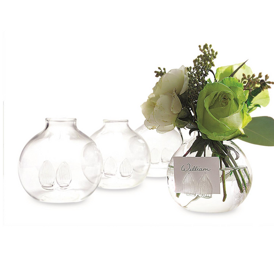 Be Seated Set of 4 Bud Vase/Place Card Holder in Gift Box - Hand-Blown Glass