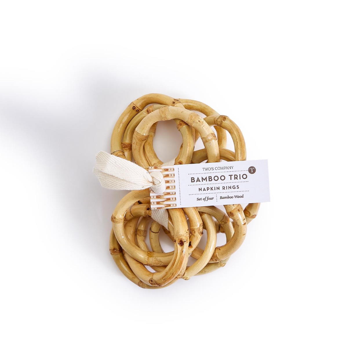 Bamboo Trio Set of 4 Natural Bamboo Napkin Rings