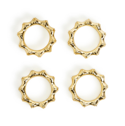 Golden Bamboo Set of 4 Napkin Rings - Aluminum