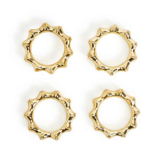 Golden Bamboo Set of 4 Napkin Rings - Aluminum