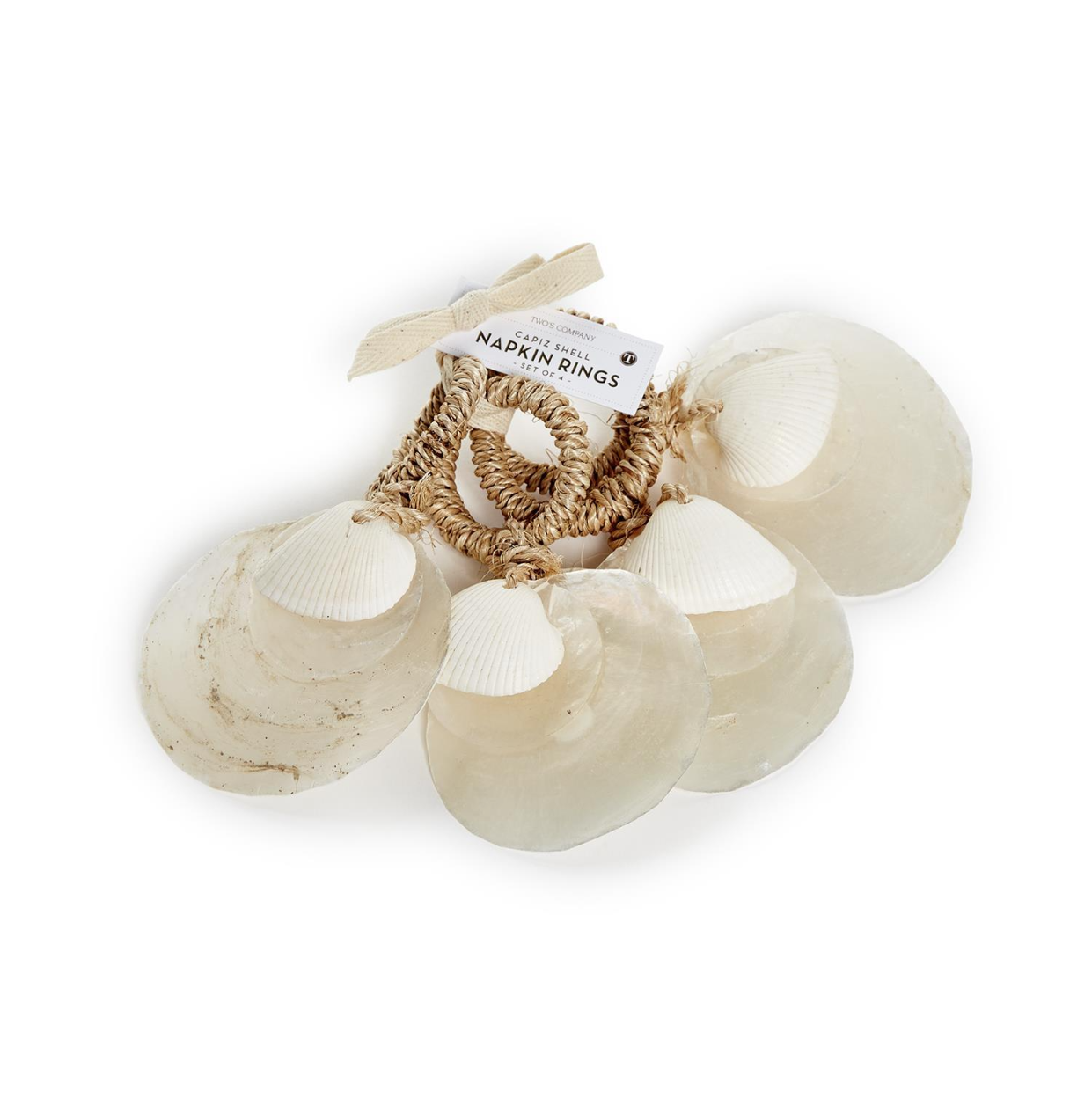 Set of 4 Hand-Crafted Capiz Shell Napkin Rings