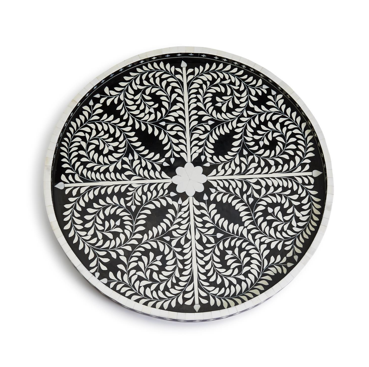 Jaipur Palace Black and White Decorative Round Serving Tray