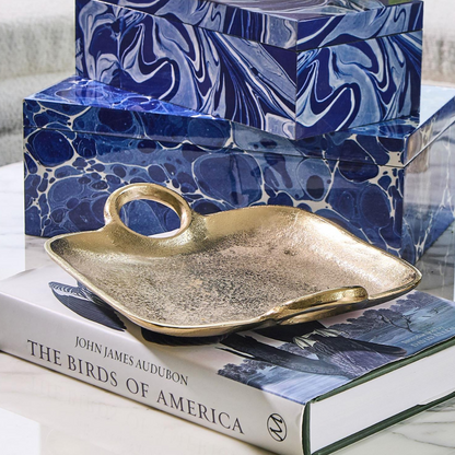 Metropolitan Set of 2 Decorative Gold Tray with Handles