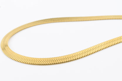 Gold Herringbone Anklet - Stainless Steel Snake Chain Anklet