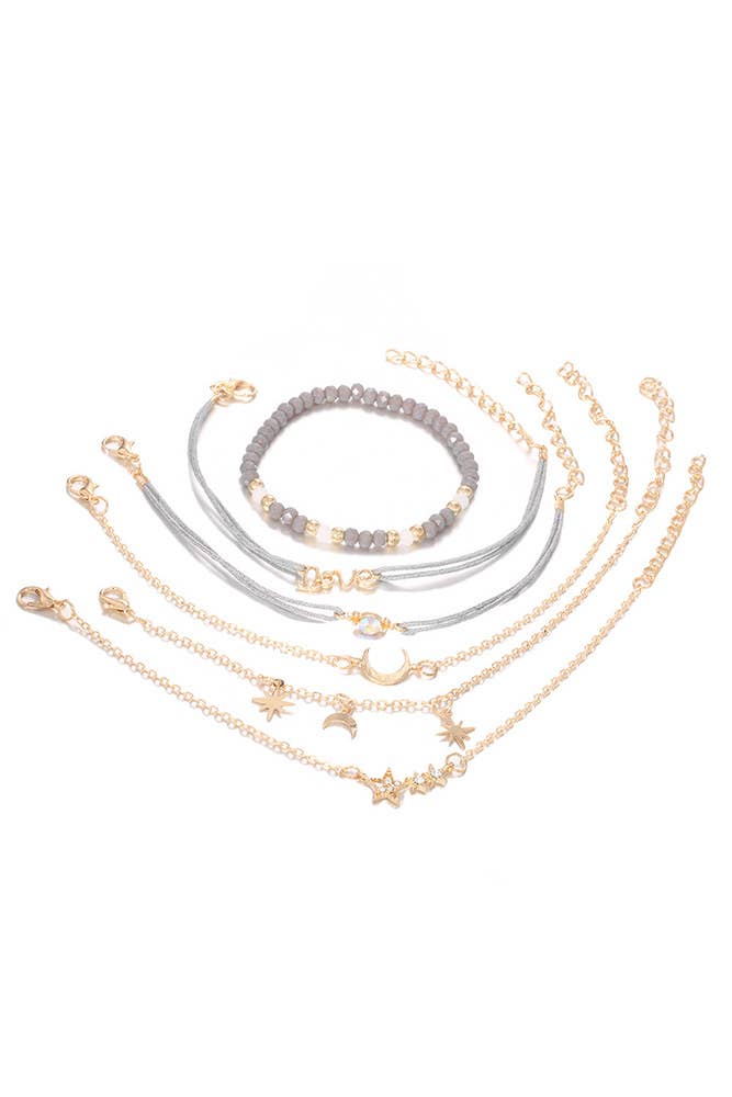 Star Moon Love 6pcs Bracelet Set MOQ 5pcs ZK1128