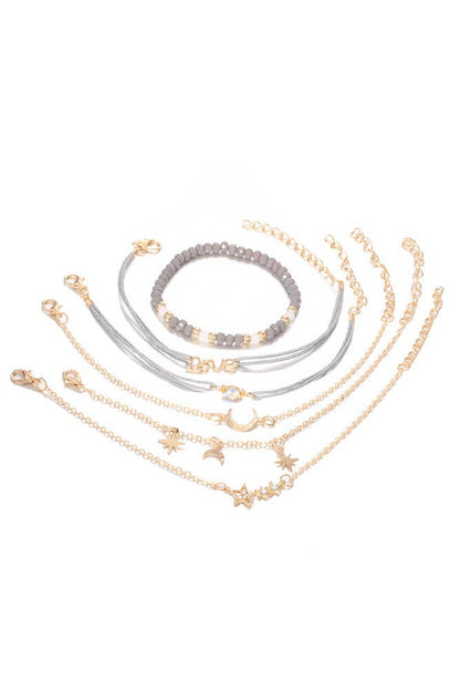 Star Moon Love 6pcs Bracelet Set MOQ 5pcs ZK1128