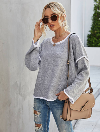 Casual Crew Neck Pullover Long Sleeve Sweater
