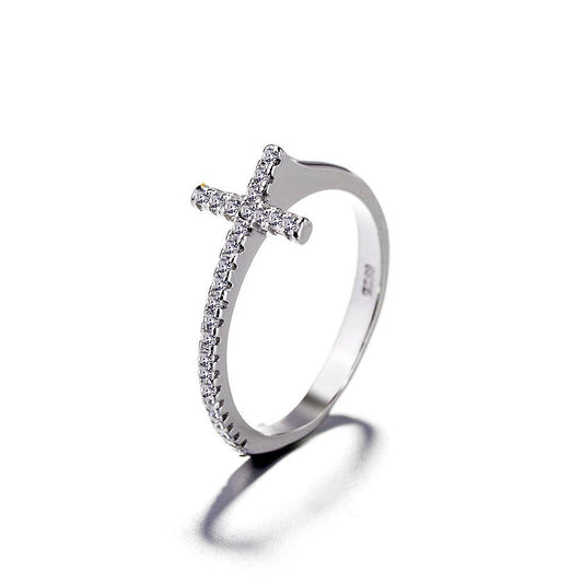 Sterling Silver Swarovski Cross Ring