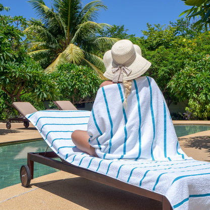 2 Pack of Chaise Lounge Chair Towels, 30 x 85, Fitted Pocket
