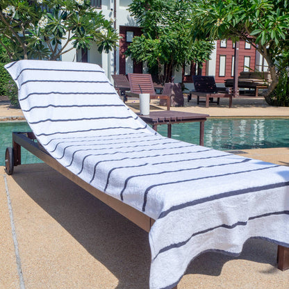 2 Pack of Chaise Lounge Chair Towels, 30 x 85, Fitted Pocket
