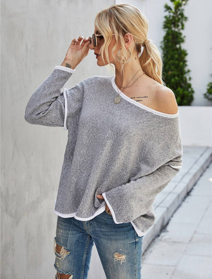 Casual Crew Neck Pullover Long Sleeve Sweater