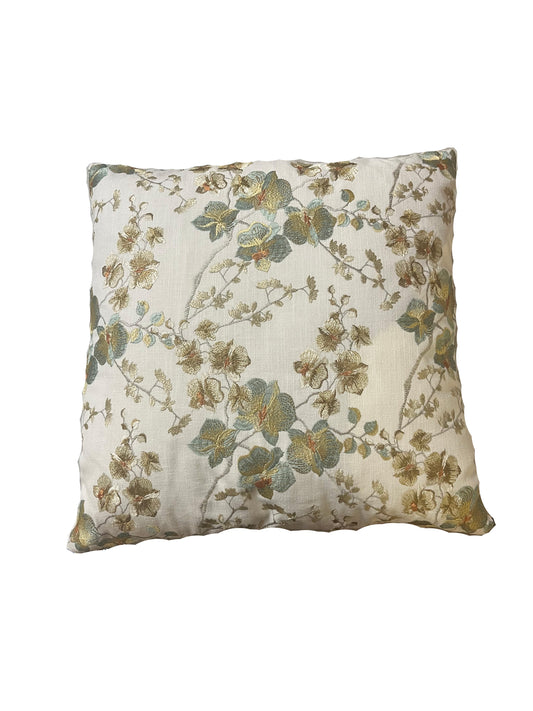 Green Floral Throw Pillow