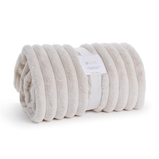Two's Company Faux Fur Throw White