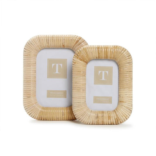 Woven Rattan S/2 Photo Frames