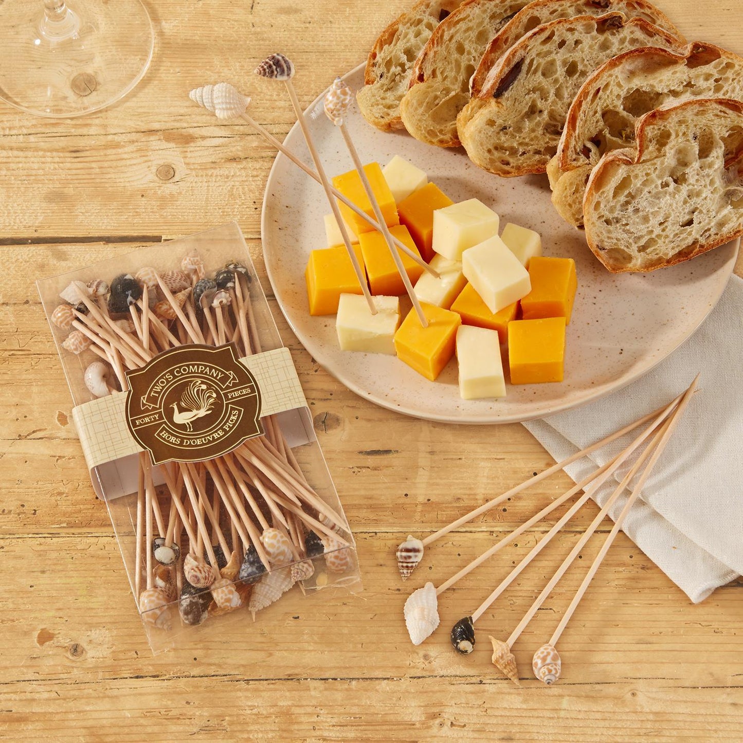 Sea Fare 40 Shell Hors D'Oeuvre Long Picks in Gift Box - Wood/Shell
