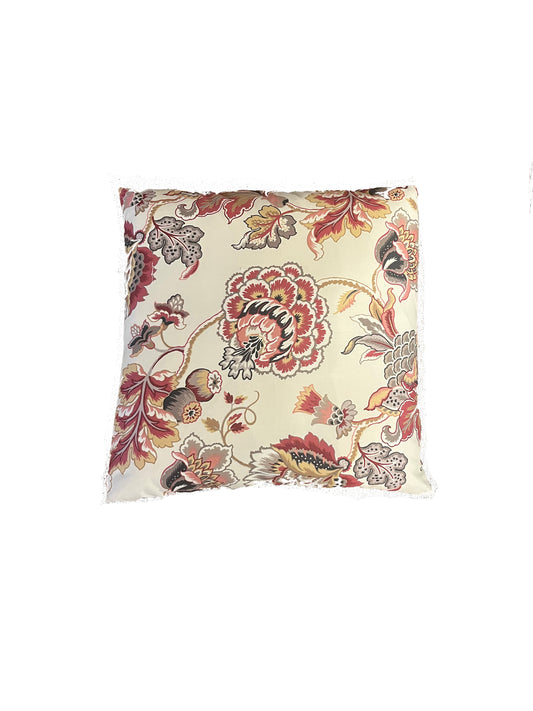 Burgundy Floral Throw Pillow